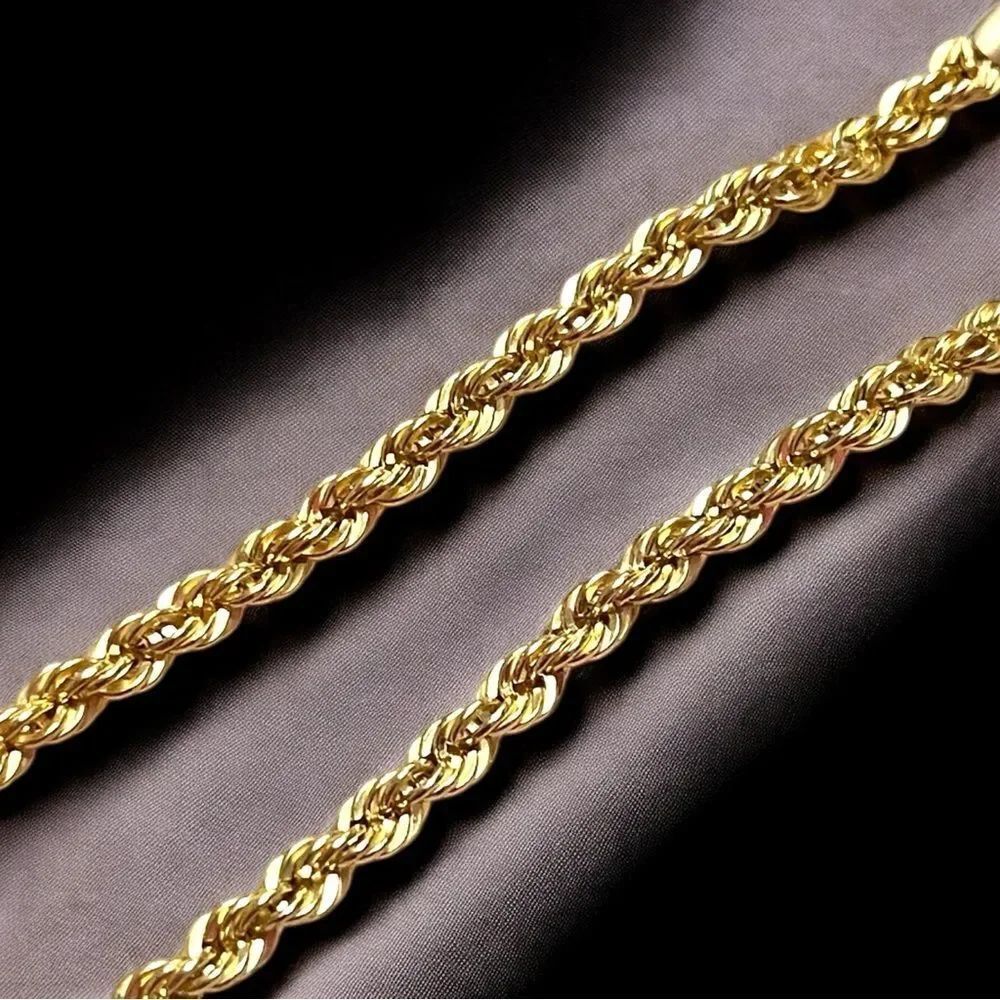 Gold Over Sterling Silver Classic Rope 24” Chain Necklace